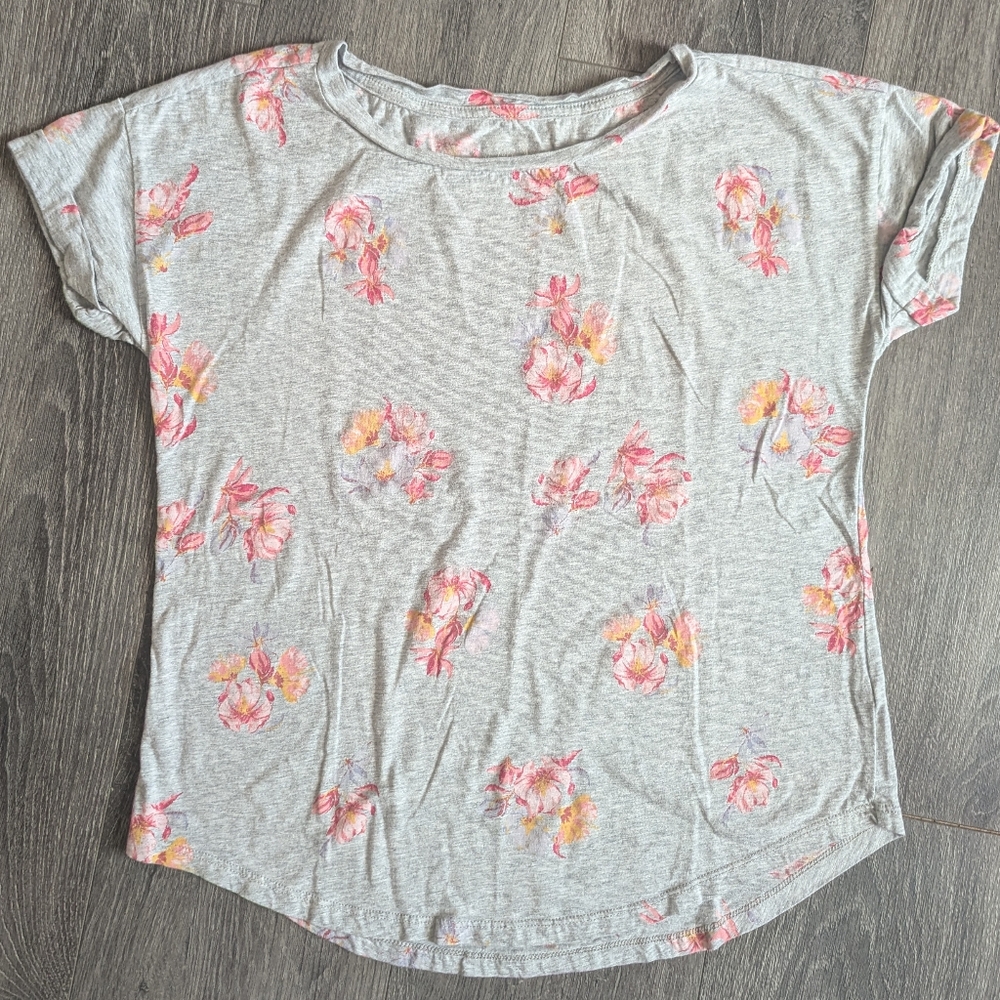 Floral Print Grey Tee